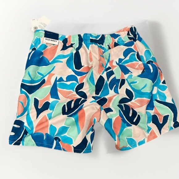 NWT Old Navy Men’s Swim Trunks Tropical Fun Beach Bathing Suit Large Lined - Picture 2 of 3